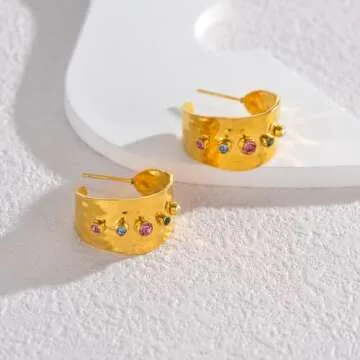 18k Gold Plated Cubic Zirconia Earrings for Women