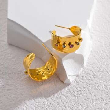 18k Gold Plated Cubic Zirconia Earrings for Women,Stainless Steel Stud Earrings,Fashion Jewelry for Women