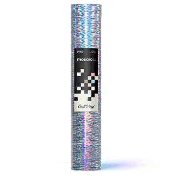 VViViD Mosaic+ Silver Brushed Holographic Crafting Vinyl - Crinkle-Free, 8 Year UV Finish, 1ft x 5ft