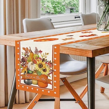 Three Glass Mason Jar Fall Table Runner 72 Inch