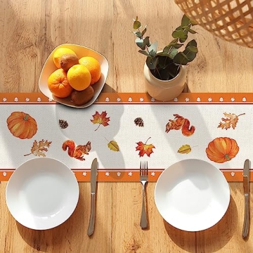 Three Glass Mason Jar Fall Table Runner 72 Inch