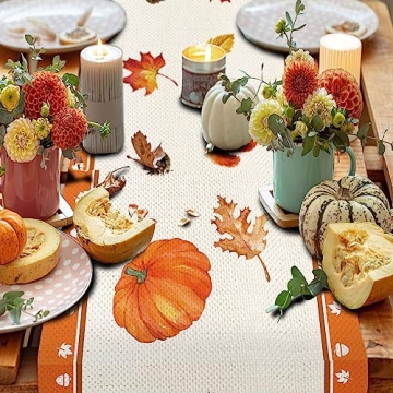 Three Glass Mason Jar Fall Table Runner 72 Inch