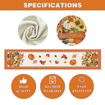 Three Glass Mason Jar Fall Table Runner 72 Inch