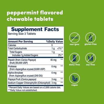 American Health Papaya Enzyme with Chlorophyll Chewable Tablets - 600 Count (200 Total Servings)