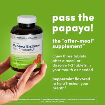 American Health Papaya Enzyme with Chlorophyll Chewable Tablets - 600 Count (200 Total Servings)