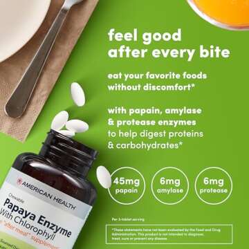 American Health Papaya Enzyme with Chlorophyll Chewable Tablets - 600 Count (200 Total Servings)