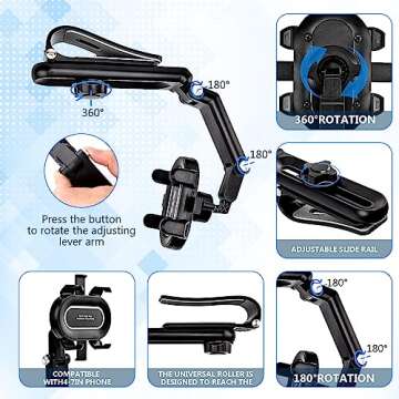 SXhyf 2023 Muti-Used Car Visor 1080 Rotation Phone Clip, Universal Car Phone Holder Mount, Cell Phone Holder Car Fit for iPhone 11 12 13 14 Pro Max Samsung All Phone Sxhyfmph1.0 (2nd Generation)