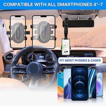 SXhyf 2023 Muti-Used Car Visor 1080 Rotation Phone Clip, Universal Car Phone Holder Mount, Cell Phone Holder Car Fit for iPhone 11 12 13 14 Pro Max Samsung All Phone Sxhyfmph1.0 (2nd Generation)