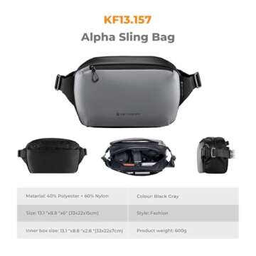 K&F Concept 2 in 1 Sling Bag Everyday Shoulder Bag & Multifunction Photography Crossbody Camera DSLR Backpack Portable Bag