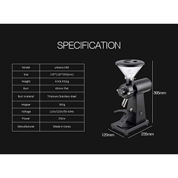 Urbanic 080 Coffee Grinder - Precise 100 Grind Settings