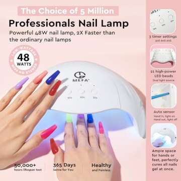 MEFA 56 Pcs Gel Nail Polish Kit with U V Light 48W Nail Dryer, 32 Colors Nude Pink Gray Gel Nail Polish Set with Base and Matte/Glossy Top Coat Nail Art Decorations Manicure Tools DIY Salon Home Gifts