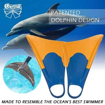 Churchill Makapuu Floating Fins | Comfortable Fit Fin Flippers | Patented Dolphin Tail Swimfins for Thrust and Performance | Made of 100% Natural Gum Rubber | Swimming, Diving, Surfing, Bodyboarding