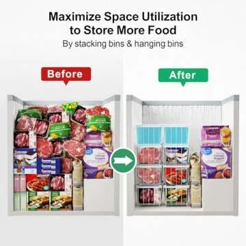 iSPECLE Chest Freezer Organizer - 4 Pack Small Stackable Freezer Organizer Bins for Most 7 Cu.FT Freezer Sort Frozen Meats, Deep Freezer Organizer Bins Easy Access Food without Digging, White