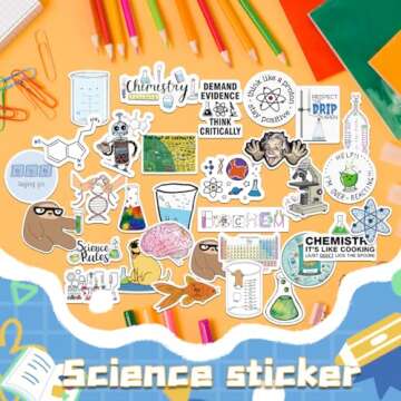 150pcs Science Stickers - Classroom Decor & Water Bottle Stickers - Math, Chemistry, Physics, Biolog...