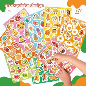 363PCS Stickers for Kids, Cute Food Theme Stickers, Including Pizza, Bacon, Eggs, Hot Dogs, Buns, Fr...