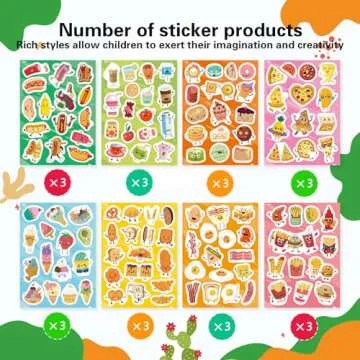 363PCS Stickers for Kids, Cute Food Theme Stickers, Including Pizza, Bacon, Eggs, Hot Dogs, Buns, Fries, Burgers, Ice Cream, Cake and More， Reward Stickers for Classroom, Teacher, Parents