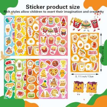 363PCS Stickers for Kids, Cute Food Theme Stickers, Including Pizza, Bacon, Eggs, Hot Dogs, Buns, Fries, Burgers, Ice Cream, Cake and More， Reward Stickers for Classroom, Teacher, Parents