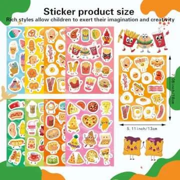 363PCS Stickers for Kids, Cute Food Theme Stickers, Including Pizza, Bacon, Eggs, Hot Dogs, Buns, Fries, Burgers, Ice Cream, Cake and More， Reward Stickers for Classroom, Teacher, Parents