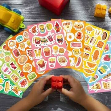 363PCS Stickers for Kids, Cute Food Theme Stickers, Including Pizza, Bacon, Eggs, Hot Dogs, Buns, Fries, Burgers, Ice Cream, Cake and More， Reward Stickers for Classroom, Teacher, Parents