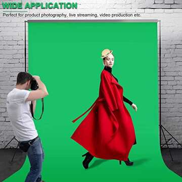 Aimosen 10 X 7 FT Green Screen Backdrop for Photography, Virtual GreenScreen Background Sheet for Zoom Meeting, Cloth Fabric Curtain for Party Decor