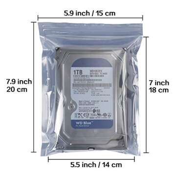 HRX Package 100pcs Premium Anti-Static Resealable Bags, 5.9 X 7.9 inches Plastic Static Free Bag for...