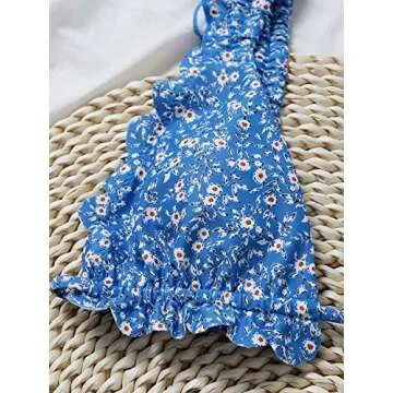 SOLY HUX Women's Ruffle Trim Triangle Bikini Bathing Suits Two Piece Swimsuits Blue M