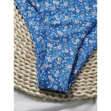 SOLY HUX Women's Ruffle Trim Triangle Bikini Bathing Suits Two Piece Swimsuits Blue M