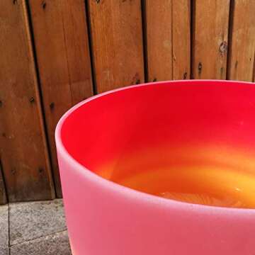 KVKA Rainbow C Note Root Chakra Red-Yellow Colored Frosted Quartz Crystal Singing Bowl 10 inch with Carrying Case