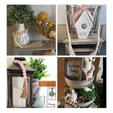 1000 Pieces of Wood Beads - 6 Sizes of Natural Unfinished Wood Beads for Garlands, Decorations and DIY Handmade - 8mm / 10mm / 12mm / 14mm / 16mm / 20mm