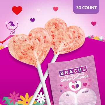 Brach’s Strawberry Cupcake Glitter Lollipops for Valentine's