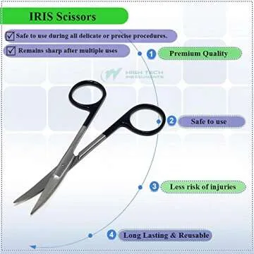 Premium Iris Supercut Micro Dissecting Scissors 4.5" Curved
