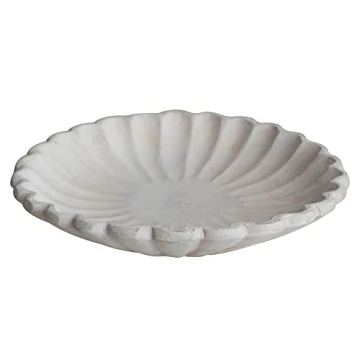 Decorative Wood Dish with Scalloped Edge for Home Decor