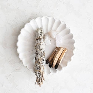 Decorative Wood Dish with Scalloped Edge for Home Decor