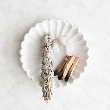 Decorative Wood Dish with Scalloped Edge for Home Decor