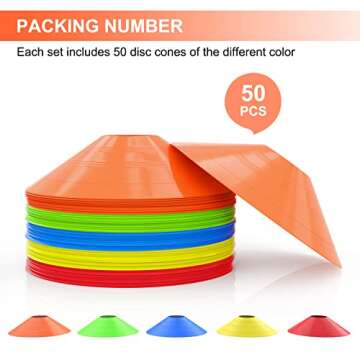 Sport Soccer Disc Cones Sets 50-Pack Agility Disc Cones Perfect for Soccer, Football, Basketball,Footwork,Kids, Field Marker 2 inch