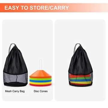 Sport Soccer Disc Cones Set - 50 Pack Kids Agility Training