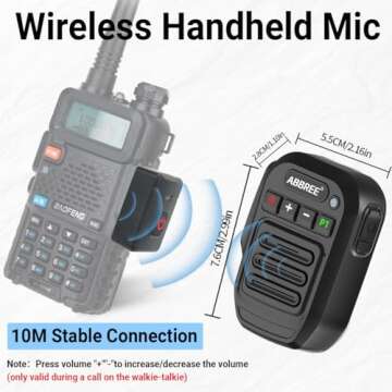 ABBREE Wireless Handheld Speaker Mic for Ham Radio