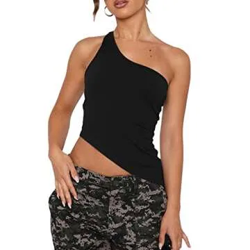 Womens Basic Crop Top Sleeveless Skinny Tight Tee Cami Shirt Y2k Slim Fit Going Out Tank Tops Streetwear(Casual Black,S)