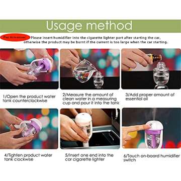 MIGHTYDUTY Car Humidifier Diffuser Aromatherapy Essential Oil Diffuser air fresheners Pink