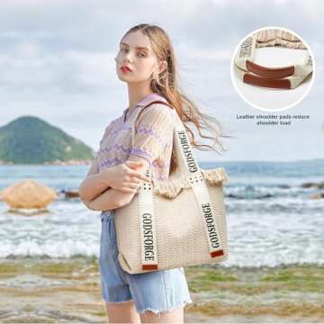 Sumrains Woven Tote Bag Womens Purse: Straw Beach Tote - Large Summer Bag - Ladies Tote Handbag for ...