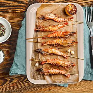 Lawei 50 Pack 14 Inch Biodegradable Paper Plates, Rectangle Compostable Disposable Food Trays 100% Heavy-Duty Sugarcane Bagasse Paper Platter for Seafood, BBQ, Picnic, Party