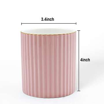 CROWNOS Pen Holder for Desk, Ceramic Pencil Cup Office Desk Organizer, Makeup Brush Holder (Pink)