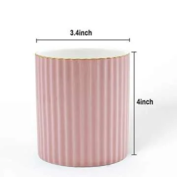 CROWNOS Pen Holder for Desk, Ceramic Pencil Cup Office Desk Organizer, Makeup Brush Holder (Pink)