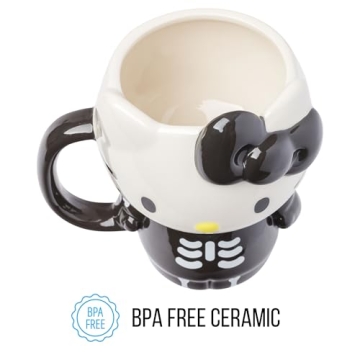 Silver Buffalo Sanrio Hello Kitty Halloween Skeleton Costume Ceramic 3D Sculpted Mug, 20 Ounces