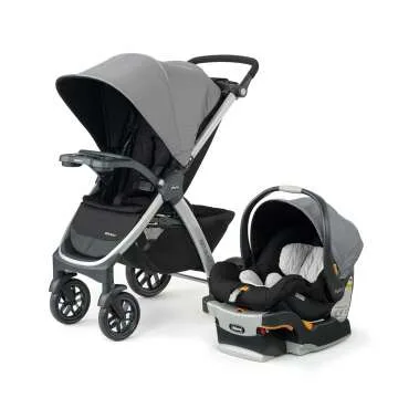 Chicco Bravo 3-in-1 Trio Travel System - Quick-Fold Stroller & KeyFit 30 - Camden/Black
