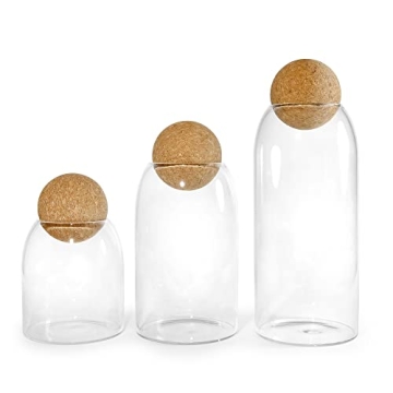 Elegant Glass Storage Jars with Cork Lids for Kitchen Organization
