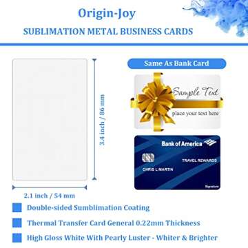 Origin-Joy 100 PCS Sublimation Metal Business Cards for Custom Printing