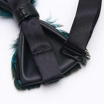 mumusung Men's Peacock Feather Bowtie (Teal Feathers)