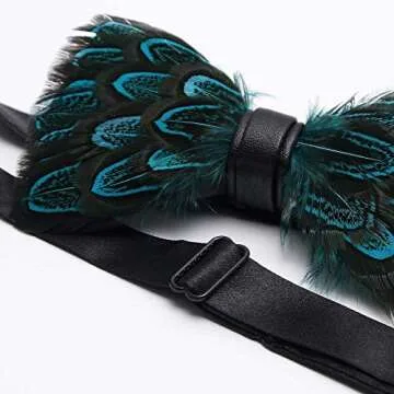 mumusung Men's Peacock Feather Bowtie (Teal Feathers)