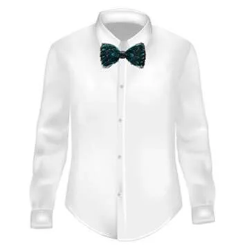 mumusung Men's Peacock Feather Bowtie (Teal Feathers)